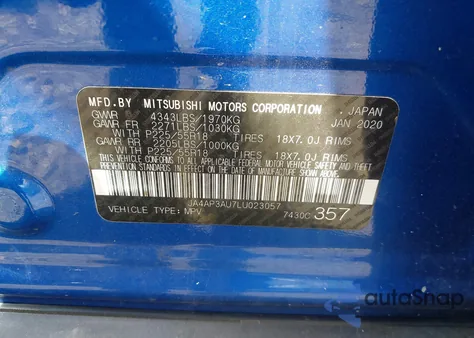 2020 Mitsubishi Outlander Sport Es/Sp from USA, damaged, VIN JA4AP3AU7LU023057